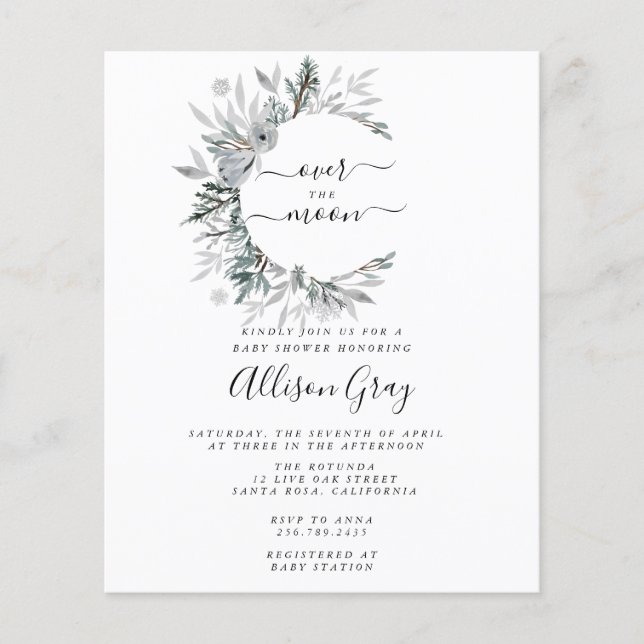 Over the Moon Baby Shower | Budget Flyer (Front)