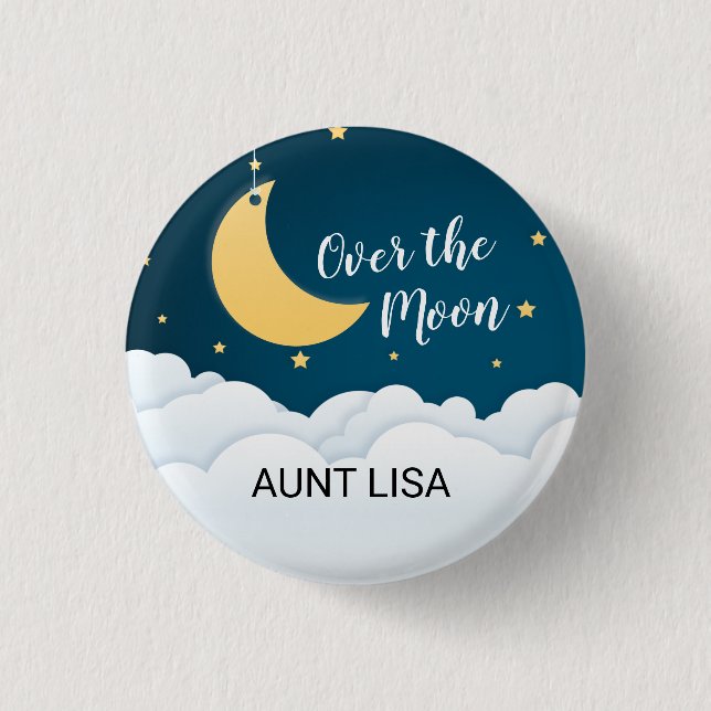 Over the Moon Baby Shower Button (Front)