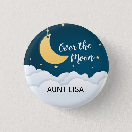 Over the Moon Baby Shower Button