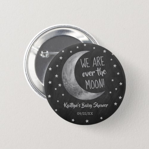 Over The Moon  Baby Shower Button