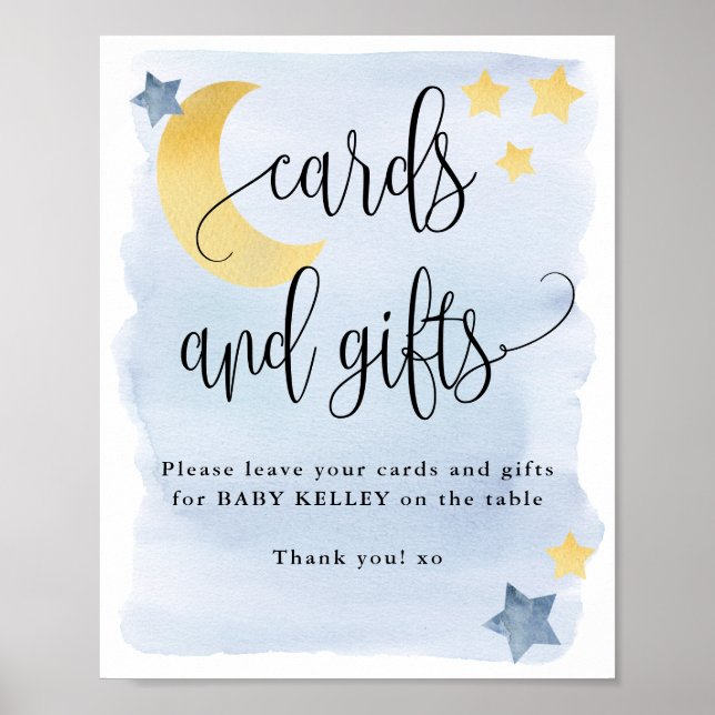 Over the Moon, Baby Shower Cards and Gifts Sign (Front)