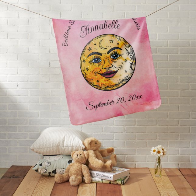 Over the Moon Baby Shower Celebration Baby Blanket (In Situ)