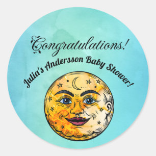 Over the Moon Baby Shower Celebration Classic Round Sticker