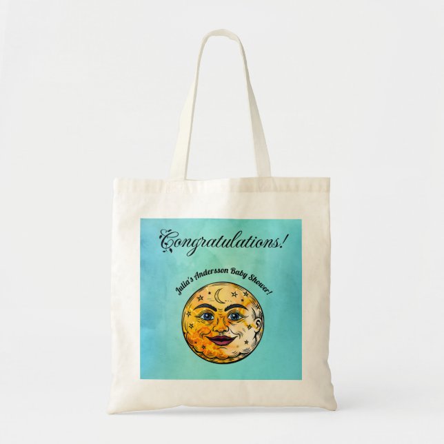 Over the Moon Baby Shower Celebration Tote Bag (Front)