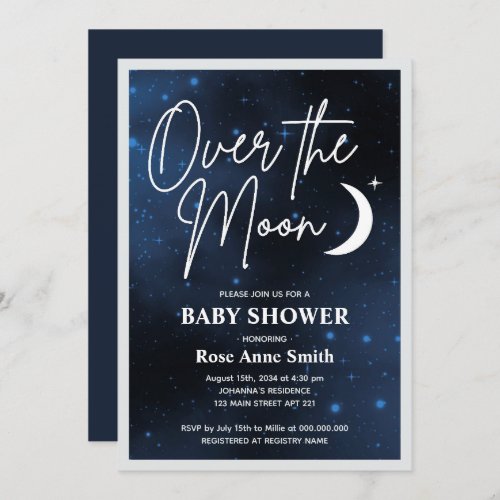 Over The Moon Baby Shower Celestial Party Invitation