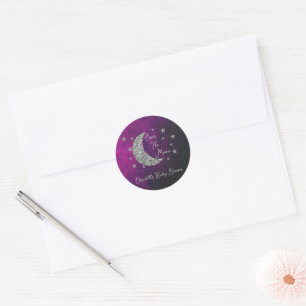Over The Moon Baby Shower Classic Round Sticker