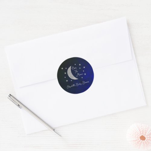 Over The Moon Baby Shower Classic Round Sticker