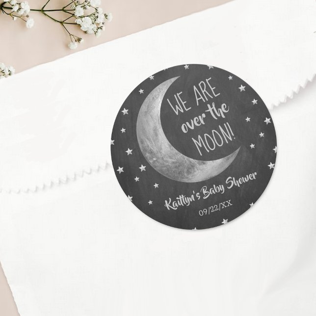Over The Moon | Baby Shower Classic Round Sticker (Creator Uploaded)