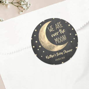 Over The Moon   Baby Shower Classic Round Sticker