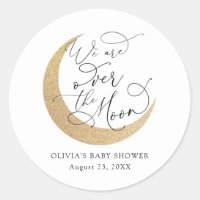 Over the Moon Baby Shower Classic Round Sticker