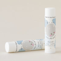 Over the Moon Baby Shower Cute Blue Kawaii Pastel Lip Balm