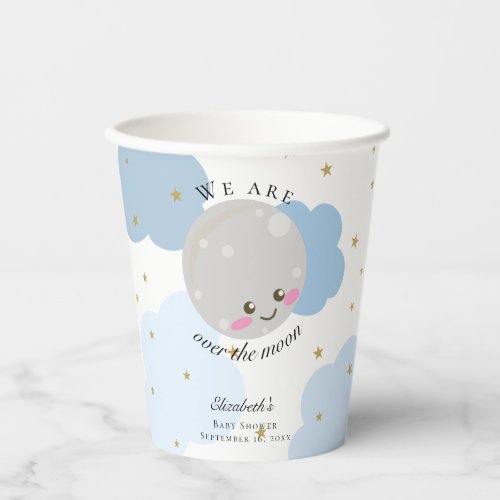 Over the Moon Baby Shower Cute Pastel Paper cup