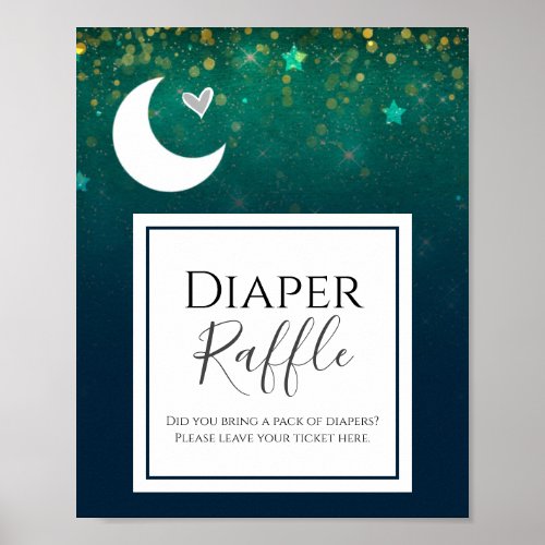 Over the Moon Baby Shower Diaper Raffle Party Sign