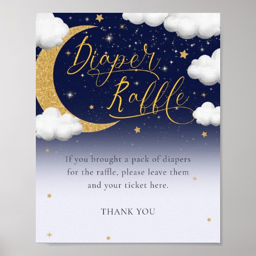 Over the Moon Baby Shower Diaper Raffle Sign