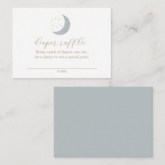 Over the Moon Baby Shower Diaper Raffle Ticket Enclosure Card (Front/Back)