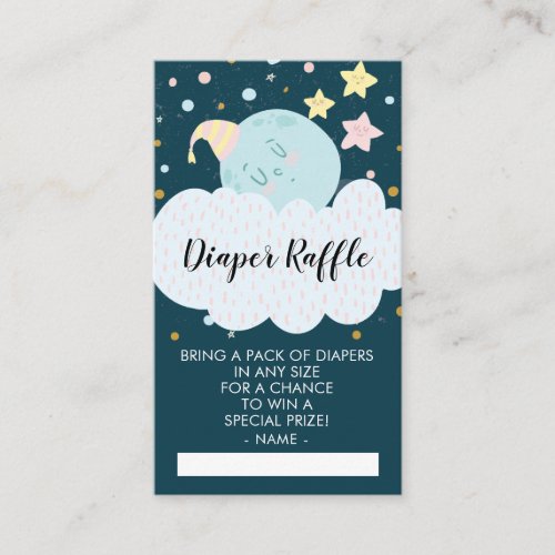 Over the Moon Baby Shower Diaper Raffle Ticket Enclosure Card