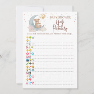 Over the Moon Baby Shower Emoji Pictionary Card