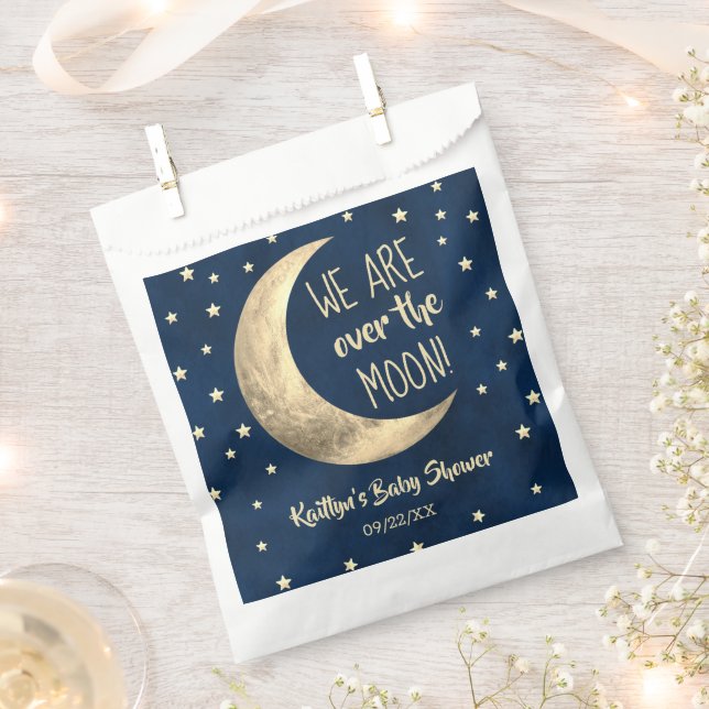 Over The Moon | Baby Shower Favor Bag (Clipped)