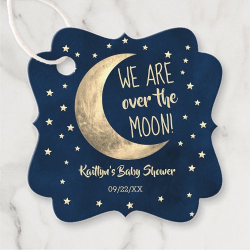 Over The Moon  Baby Shower Favor Tags