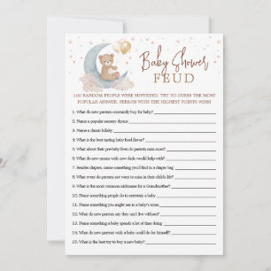 Over the Moon Baby Shower Feud Game Card