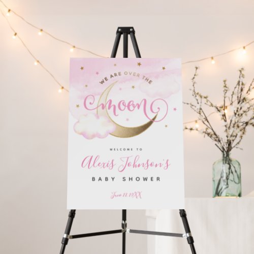 Over the Moon Baby Shower Foam Board Welcome Sign