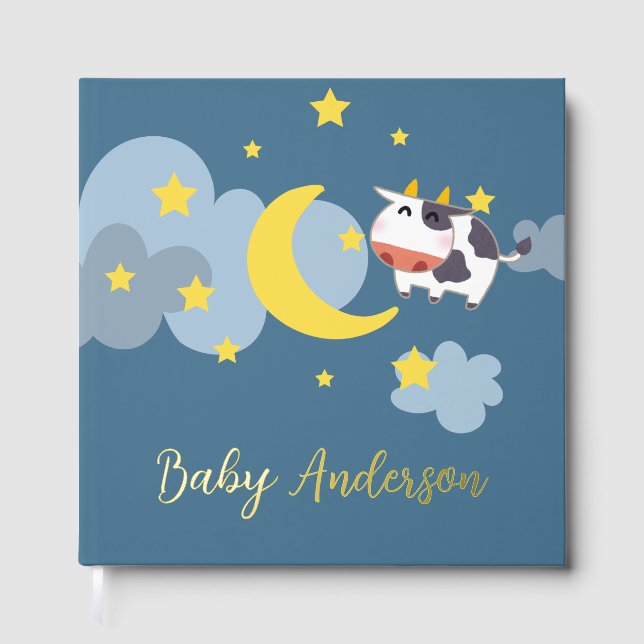 Over the Moon Baby Shower Foil Guest Book (Front)