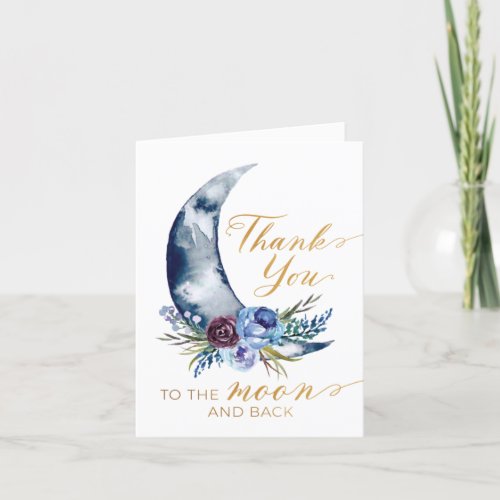 Over the Moon Baby Shower Folded Thank You Card