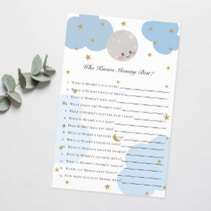 Over the Moon Baby Shower Game Who Knows Mommy Flyer
