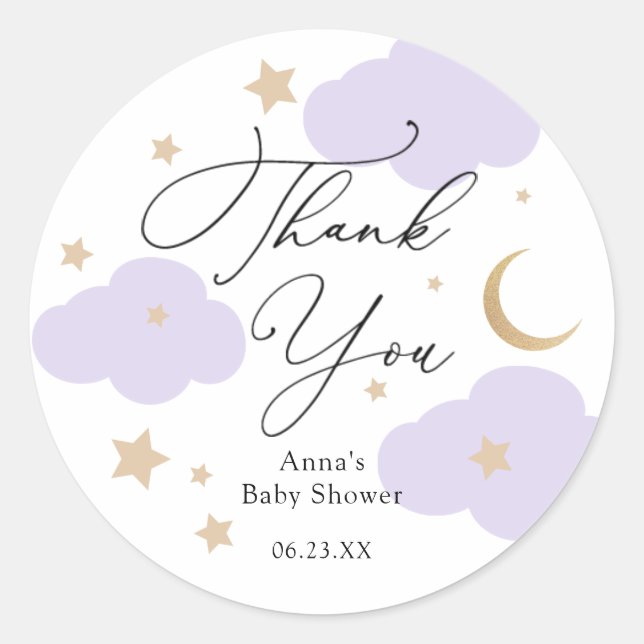 Over the Moon Baby Shower Gift Classic Round Stick Sticker (Front)