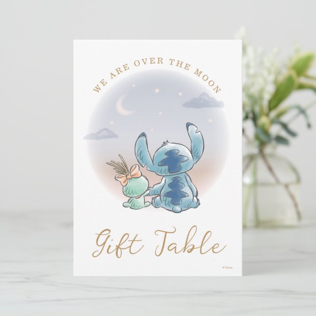 Over the Moon - Baby Shower Gift Table Invitation (Standing Front)