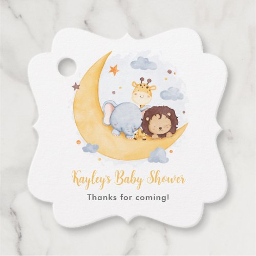 Over The Moon Baby Shower Gift Tags Cute Animals