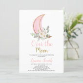 Over the Moon Baby Shower Girl Invitation (Standing Front)