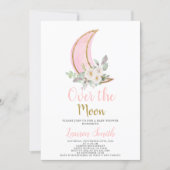 Over the Moon Baby Shower Girl Invitation (Front)