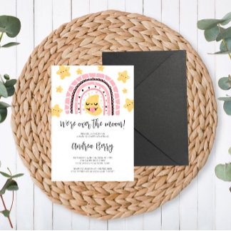 Over the Moon Baby Shower Girl Invitation