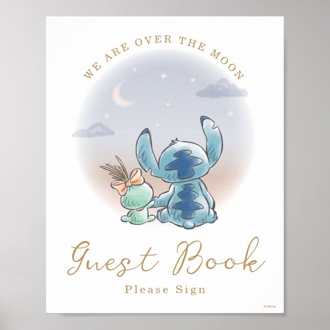 Over the Moon - Baby Shower Guest Book (Front)