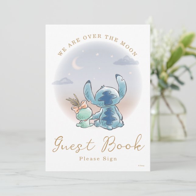 Over the Moon - Baby Shower Guest Book Invitation (Standing Front)