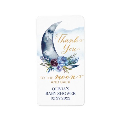 Over the Moon Baby Shower Hand Sanitizer Labels