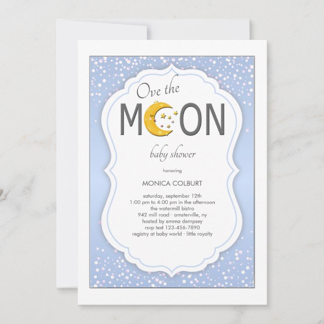 Over the Moon Baby Shower Invitation (Front)