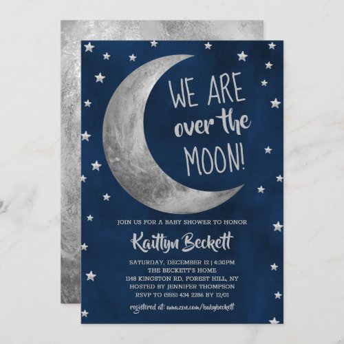 Over The Moon  Baby Shower Invitation