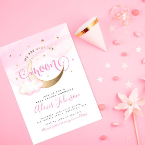 Over the Moon Baby Shower Invitation