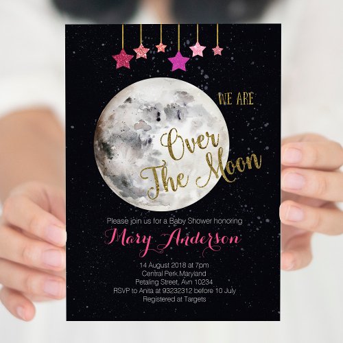 Over the Moon Baby Shower Invitation