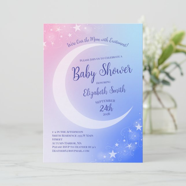 Over the Moon Baby Shower Invitation (Standing Front)