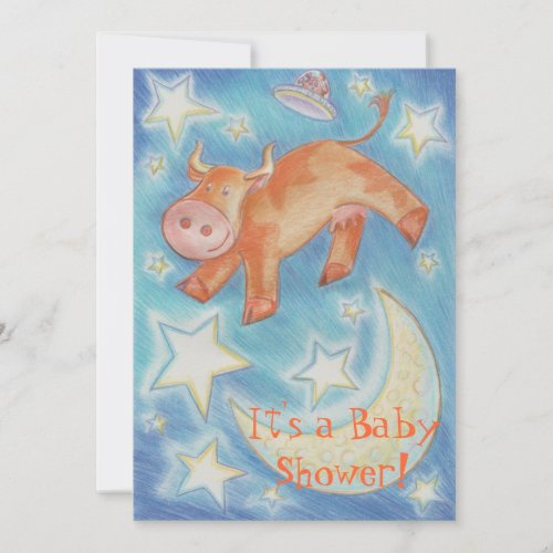 Over the Moon Baby shower invitation