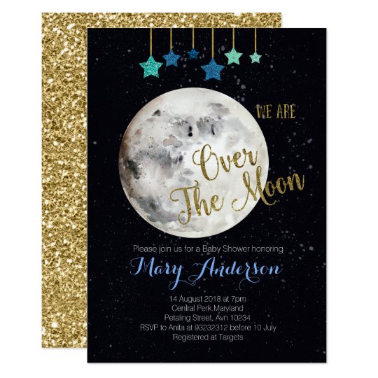 Over The Moon Baby Shower Invitation Zazzle Com