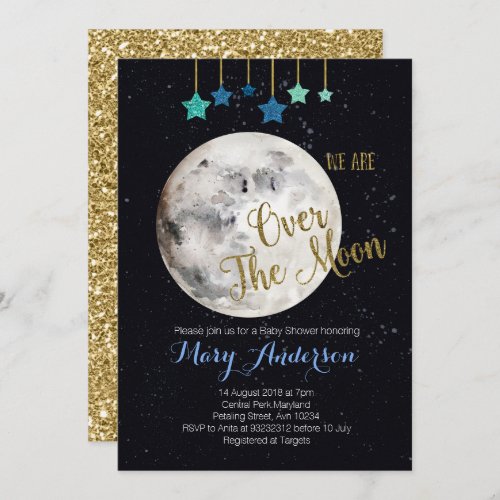 Over the Moon Baby Shower Invitation