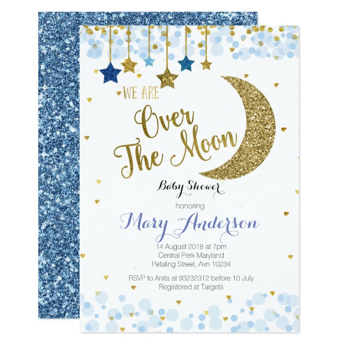 over the moon baby shower invitations