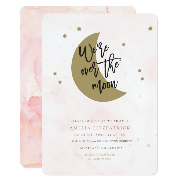 over the moon baby shower invitations