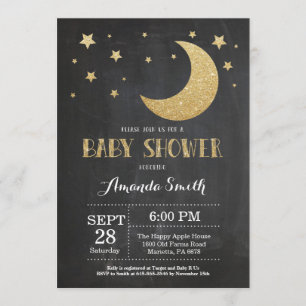 Over the Moon Baby Shower Invitation Gold Glitter