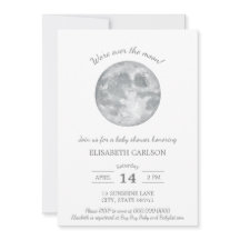 Over the Moon Baby Shower Invitation Neutral