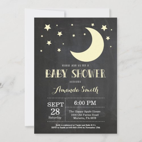 Over the Moon Baby Shower Invitation Yellow